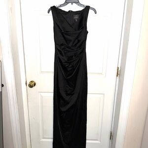 Adrianna Papell Black Draped satin gown